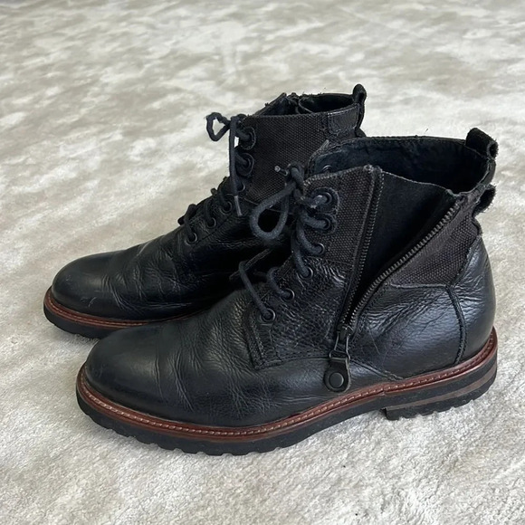 THE RAIL High Top Lace Up Style Zipper Side LEATHER BOOTS Shoes SIZE EA 43 US 10 - Picture 3 of 12